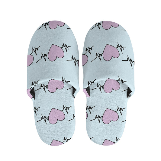 Pink Heartbeat Pattern Print Slippers