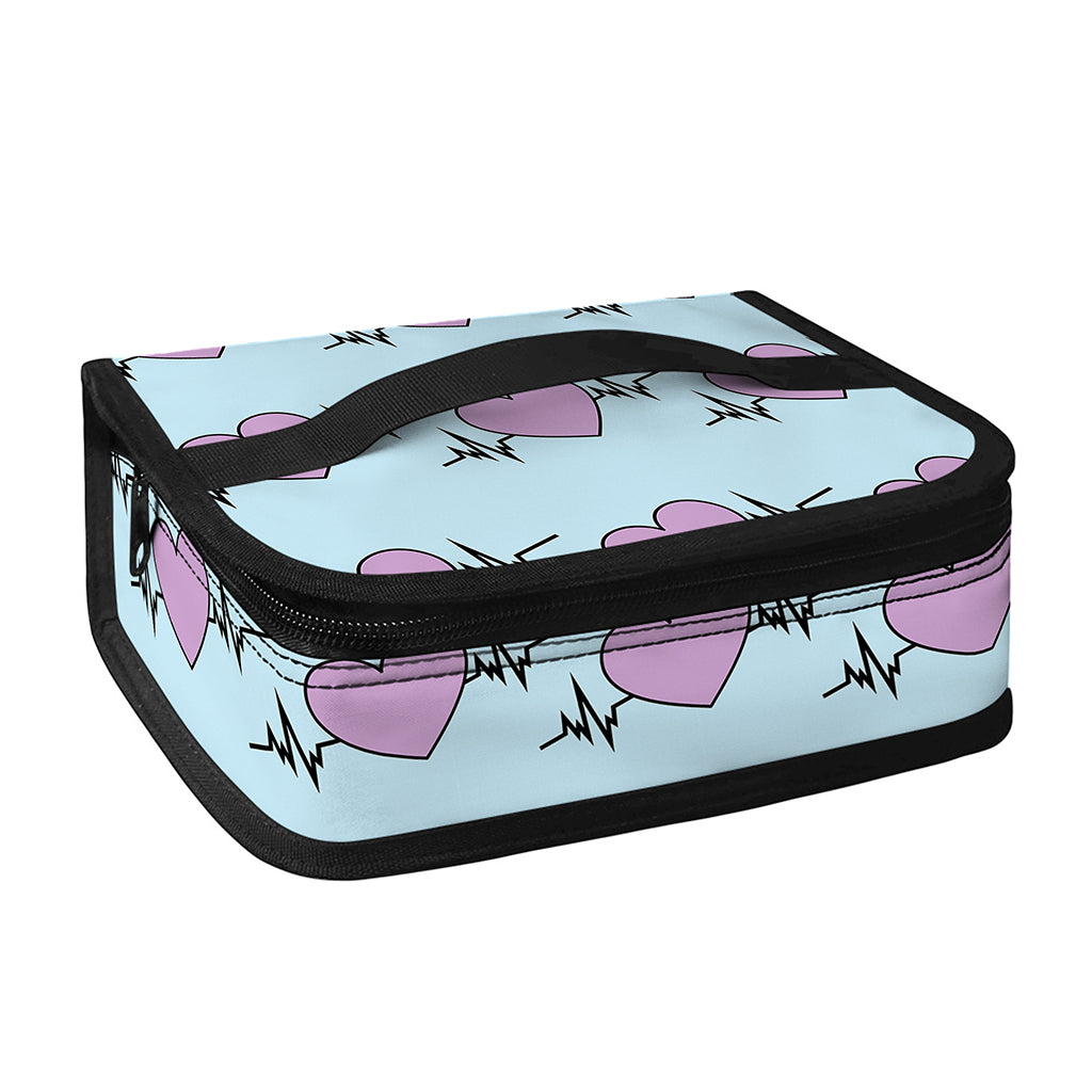 Pink Heartbeat Pattern Print Small Lunch Bag