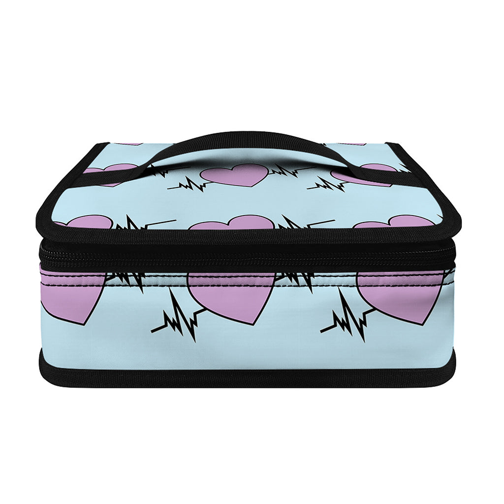 Pink Heartbeat Pattern Print Small Lunch Bag