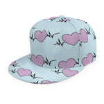 Pink Heartbeat Pattern Print Snapback Cap