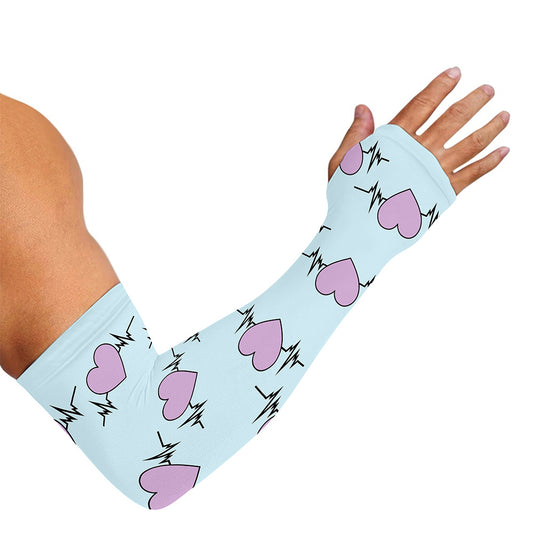 Pink Heartbeat Pattern Print Sun Protection Arm Sleeves
