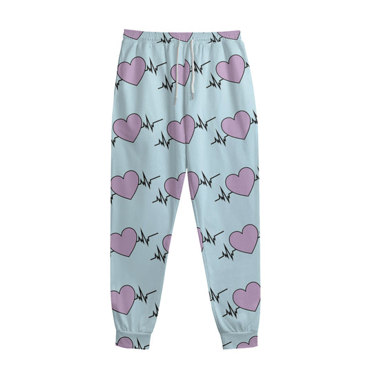 Pink Heartbeat Pattern Print Sweatpants