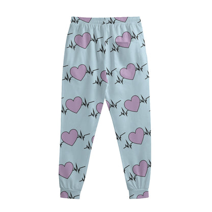 Pink Heartbeat Pattern Print Sweatpants