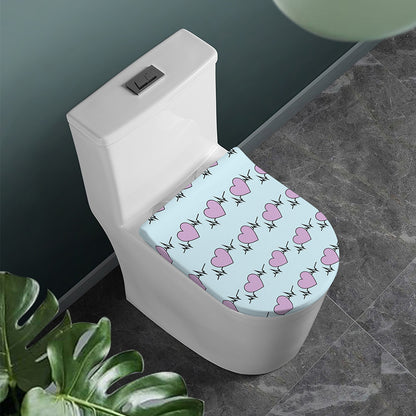 Pink Heartbeat Pattern Print Toilet Lid Cover