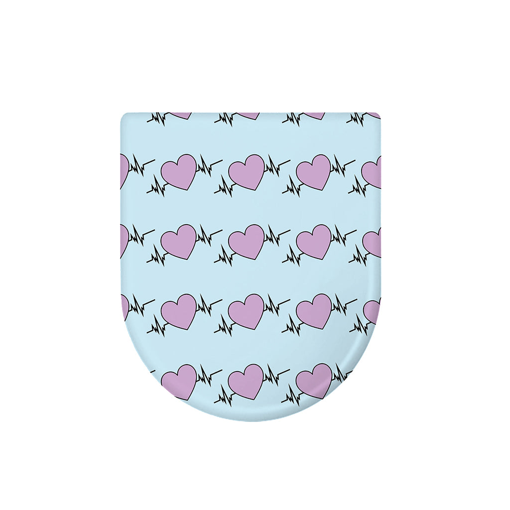 Pink Heartbeat Pattern Print Toilet Lid Cover