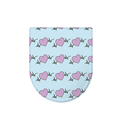 Pink Heartbeat Pattern Print Toilet Lid Cover