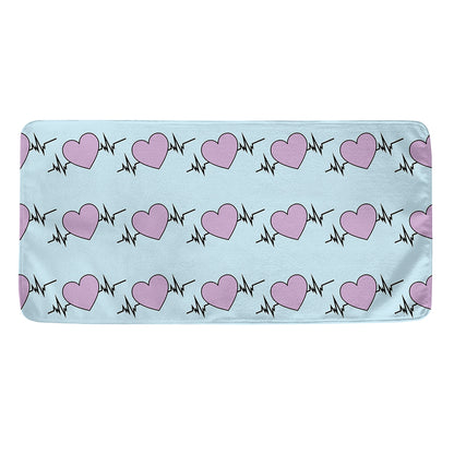 Pink Heartbeat Pattern Print Towel