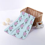 Pink Heartbeat Pattern Print Towel