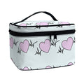 Pink Heartbeat Pattern Print Travel Makeup Bag
