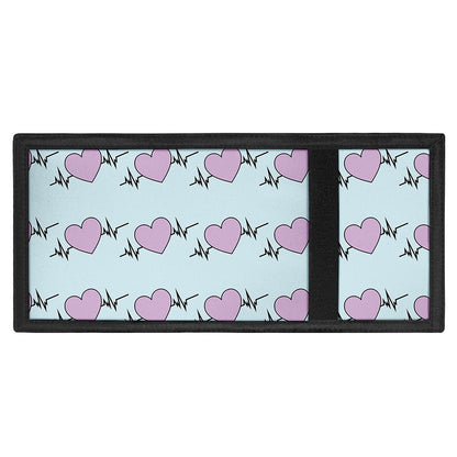 Pink Heartbeat Pattern Print Trifold Wallet