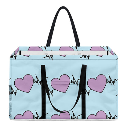 Pink Heartbeat Pattern Print Utility Tote Bag