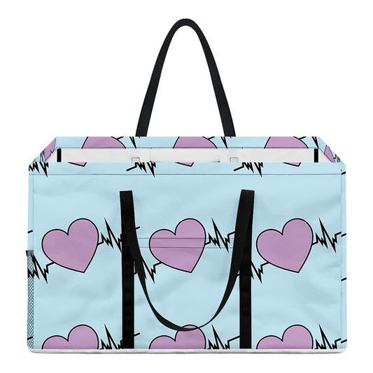 Pink Heartbeat Pattern Print Utility Tote Bag
