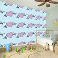 Pink Heartbeat Pattern Print Wall Sticker