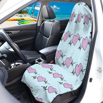 Pink Heartbeat Pattern Print Waterproof Car Seat Cover