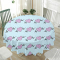 Pink Heartbeat Pattern Print Waterproof Round Tablecloth