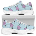 Pink Heartbeat Pattern Print White Chunky Shoes