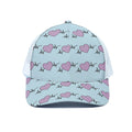 Pink Heartbeat Pattern Print White Mesh Trucker Hat