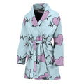 Pink Heartbeat Pattern Print Women's Bathrobe