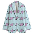Pink Heartbeat Pattern Print Women's Blazer