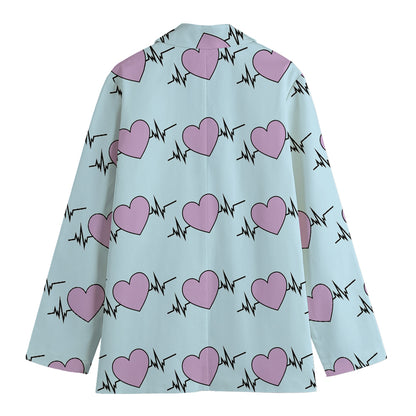 Pink Heartbeat Pattern Print Women's Blazer
