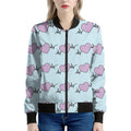 Pink Heartbeat Pattern Print Women's Bomber Jacket