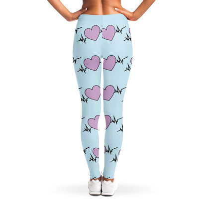Pink Heartbeat Pattern Print Women's Leggings