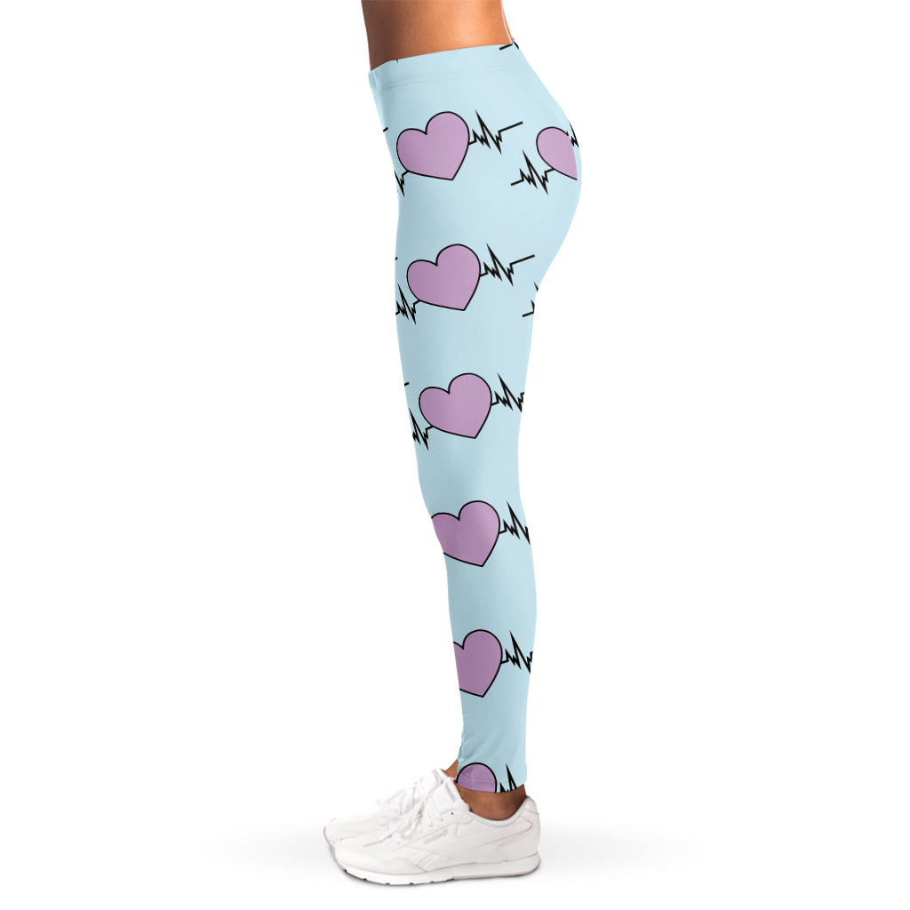 Pink Heartbeat Pattern Print Women's Leggings