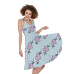 Pink Heartbeat Pattern Print Women's Sleeveless Dress