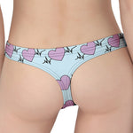 Pink Heartbeat Pattern Print Women's Thong