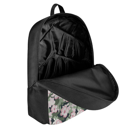 Pink Hibiscus Flower Camouflage Print 17 Inch Backpack