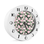 Pink Hibiscus Flower Camouflage Print Alarm Clock