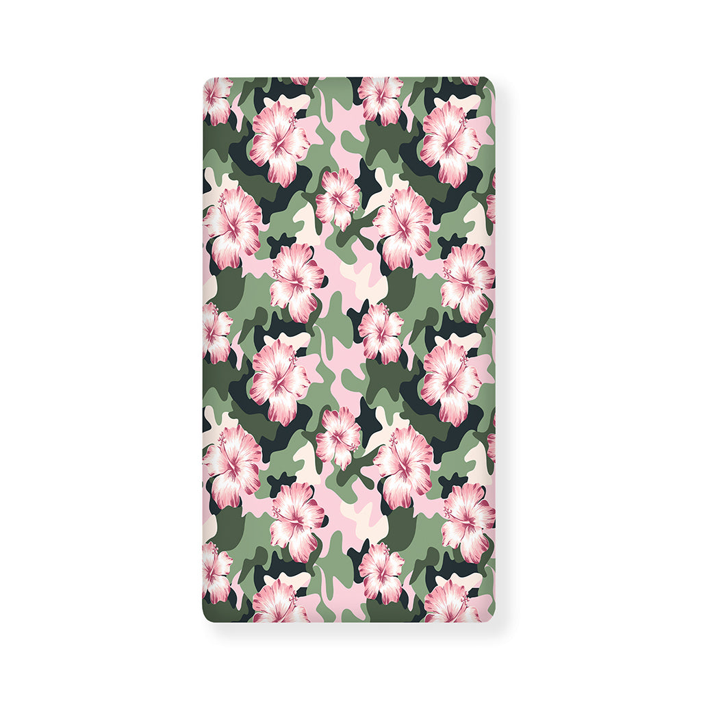 Pink Hibiscus Flower Camouflage Print Baby Crib Sheet