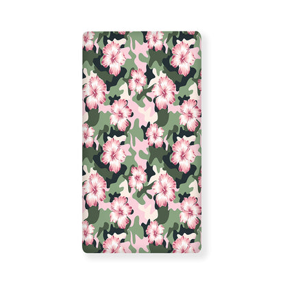 Pink Hibiscus Flower Camouflage Print Baby Crib Sheet