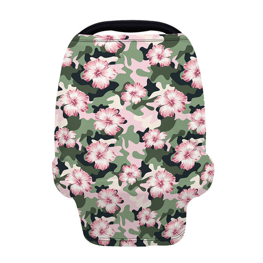 Pink Hibiscus Flower Camouflage Print Baby Seat Cover