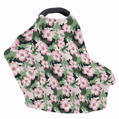 Pink Hibiscus Flower Camouflage Print Baby Seat Cover