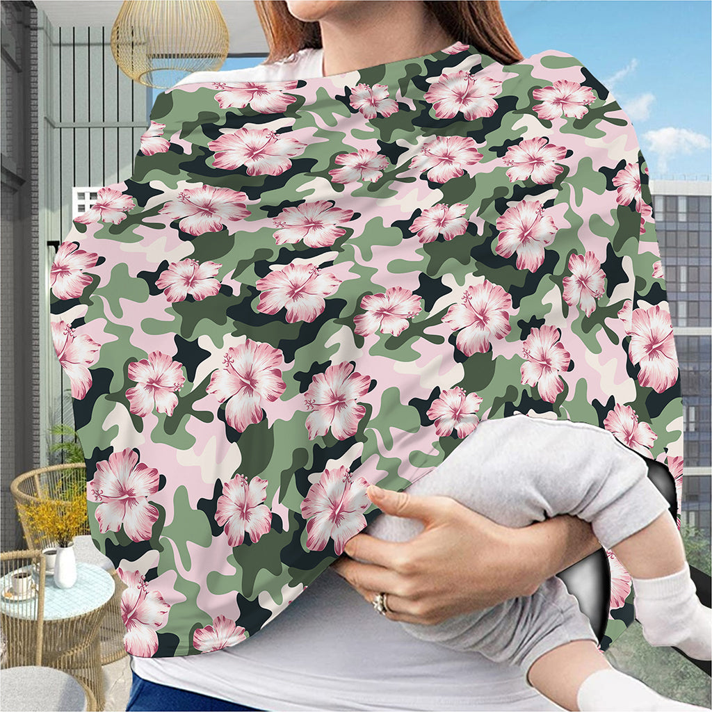 Pink Hibiscus Flower Camouflage Print Baby Seat Cover