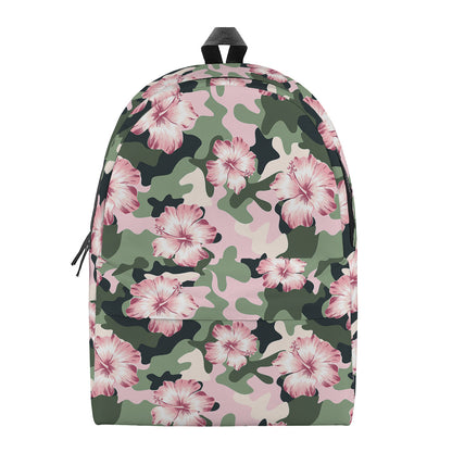 Pink Hibiscus Flower Camouflage Print Backpack