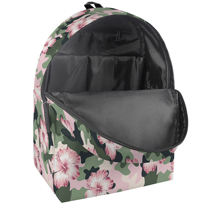 Pink Hibiscus Flower Camouflage Print Backpack