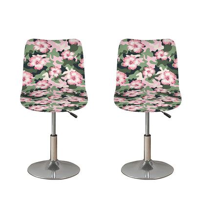 Pink Hibiscus Flower Camouflage Print Bar Stool Covers