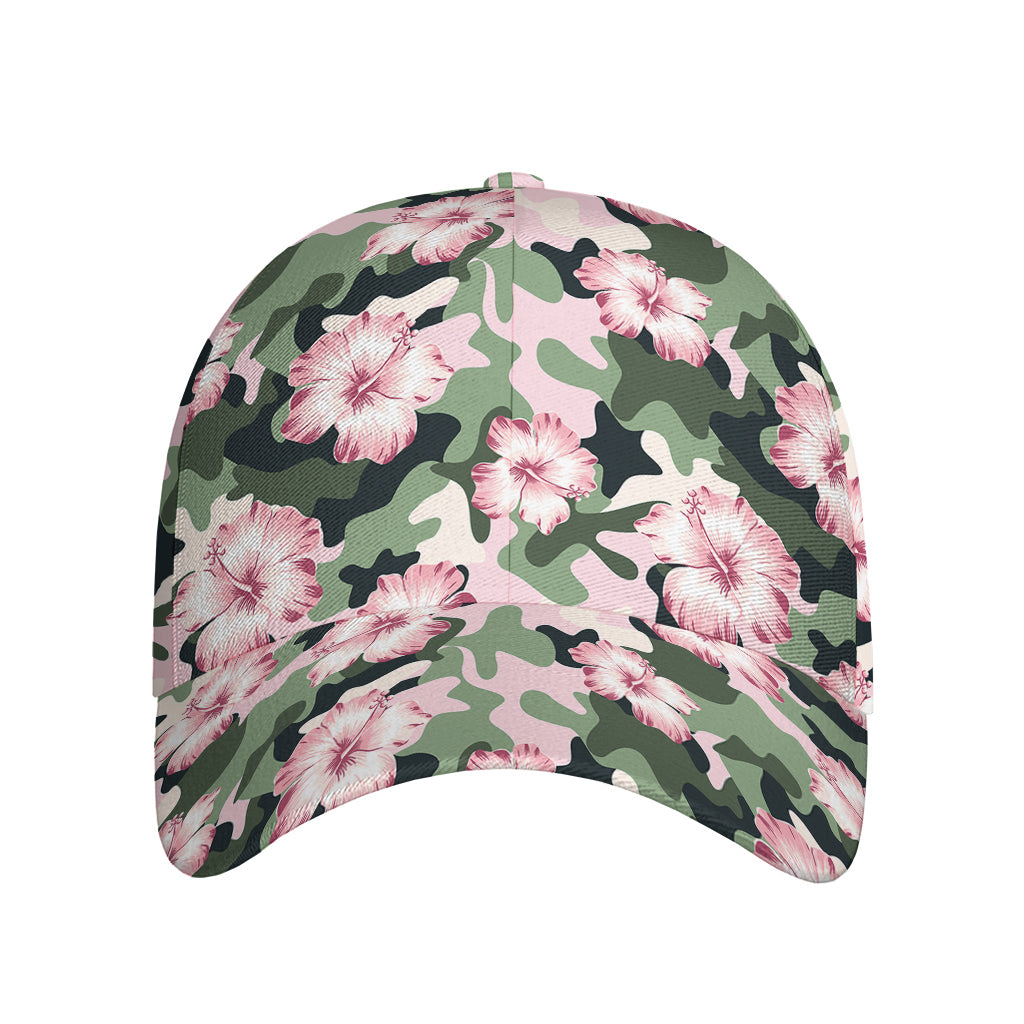 Pink Hibiscus Flower Camouflage Print Baseball Cap