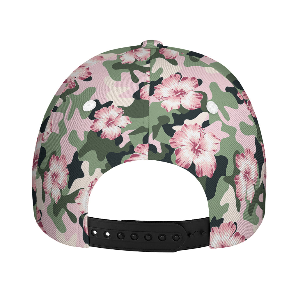 Pink Hibiscus Flower Camouflage Print Baseball Cap