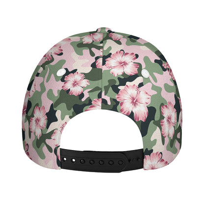 Pink Hibiscus Flower Camouflage Print Baseball Cap