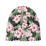 Pink Hibiscus Flower Camouflage Print Beanie