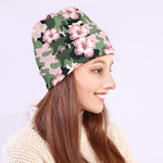 Pink Hibiscus Flower Camouflage Print Beanie