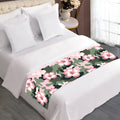 Pink Hibiscus Flower Camouflage Print Bed Runner