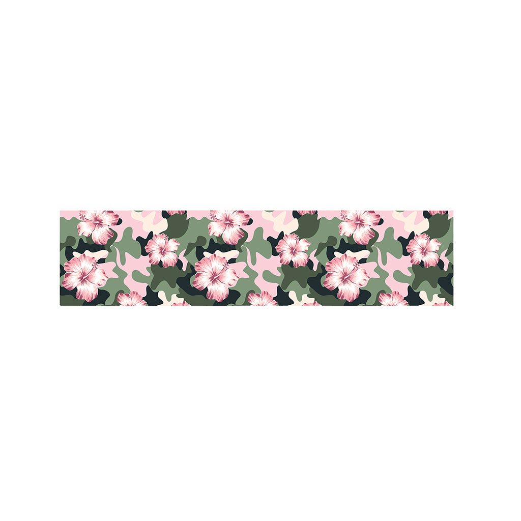 Pink Hibiscus Flower Camouflage Print Bed Runner