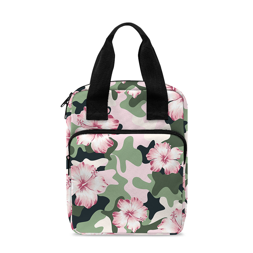 Pink Hibiscus Flower Camouflage Print Bible Tote Bag