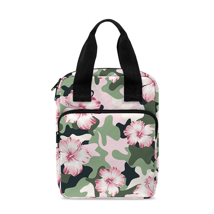 Pink Hibiscus Flower Camouflage Print Bible Tote Bag