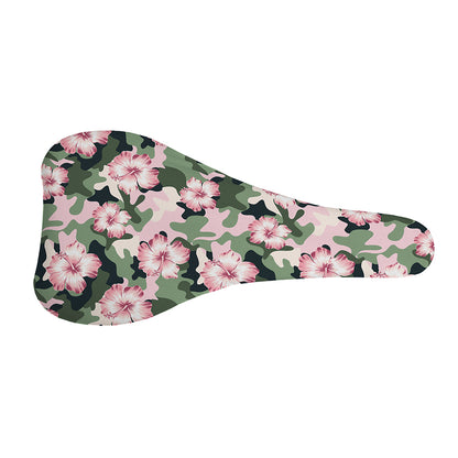 Pink Hibiscus Flower Camouflage Print Bicycle Seat Cover
