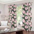 Pink Hibiscus Flower Camouflage Print Dimout Grommet Curtains